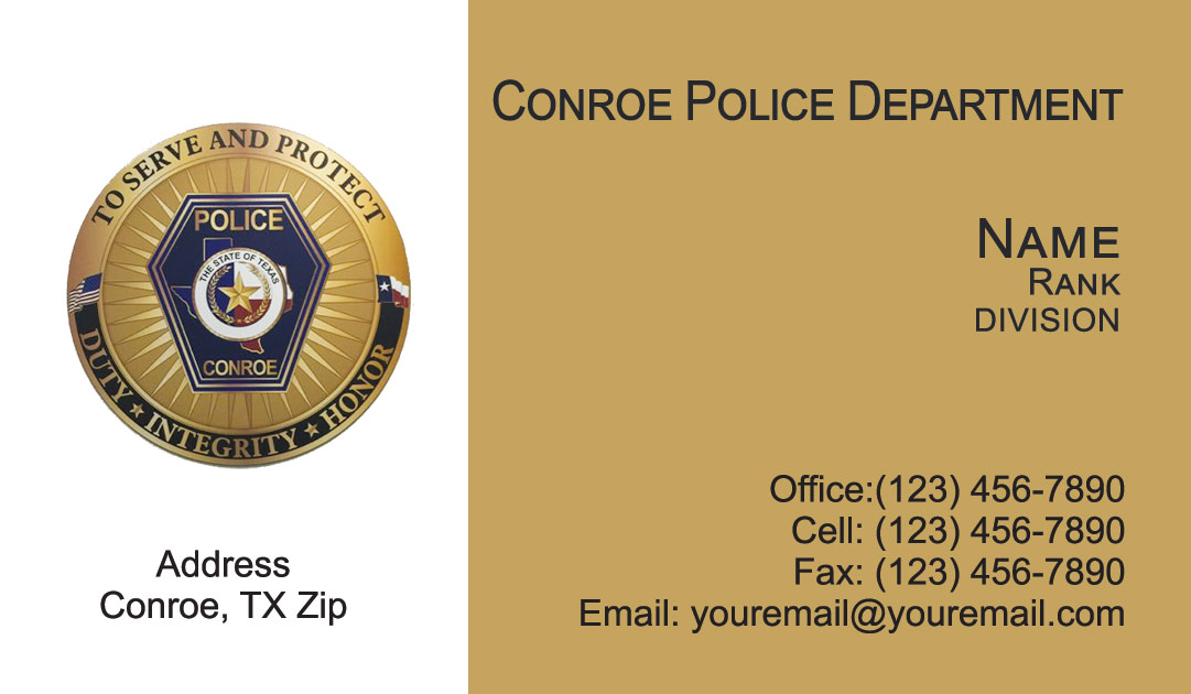 Conroe Police Department Business Cards