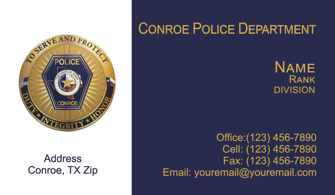 Conroe Police Department Business Cards