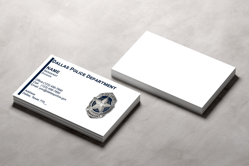 Our DPD Sergeant designs reflect your values, creating a professional image with attention to detail. Partner with us for a business card that accurately represents your department. 