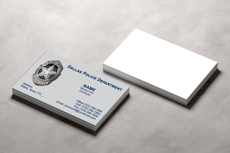 This Dallas Police Detective business card is available in  11 different paper options. Our dedicated team takes pride in delivering high-quality designs that are tailored to your preferences.