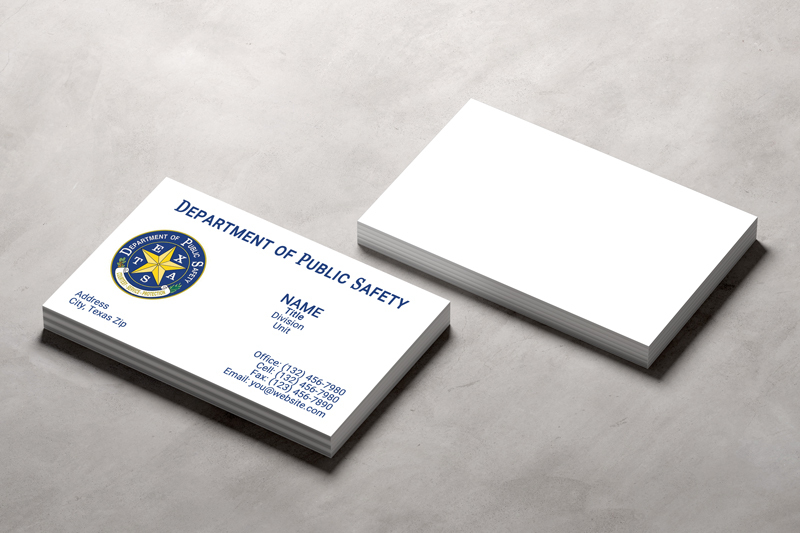 Business card template 01 for Texas Department of Public Safety