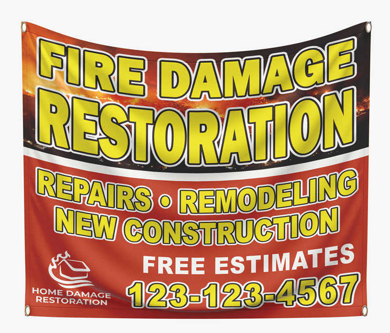 Are you looking to promote your fire damage restoration services in affected areas?  Our custom restoration contractor banners are tailored to your needs.