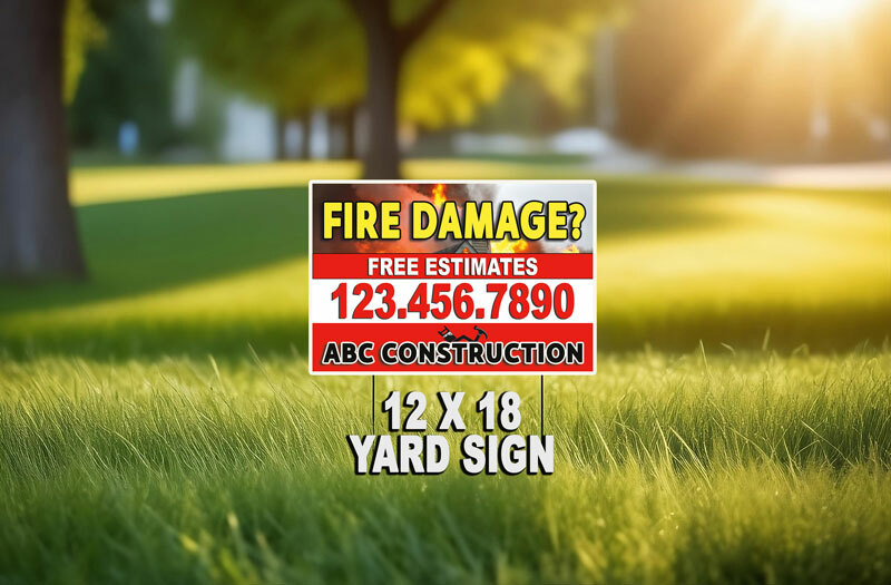 Enhance your public insurance adjuster services with our durable 12 x 18 yard signs for storm and fire damage restoration. Stand out and attract clients effectively!"