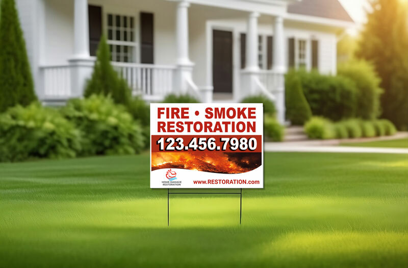 "Increase visibility with eye-catching fire damage restoration yard signs from Community Network Advertising & Printing. Free shipping available for a limited time. Order now!"