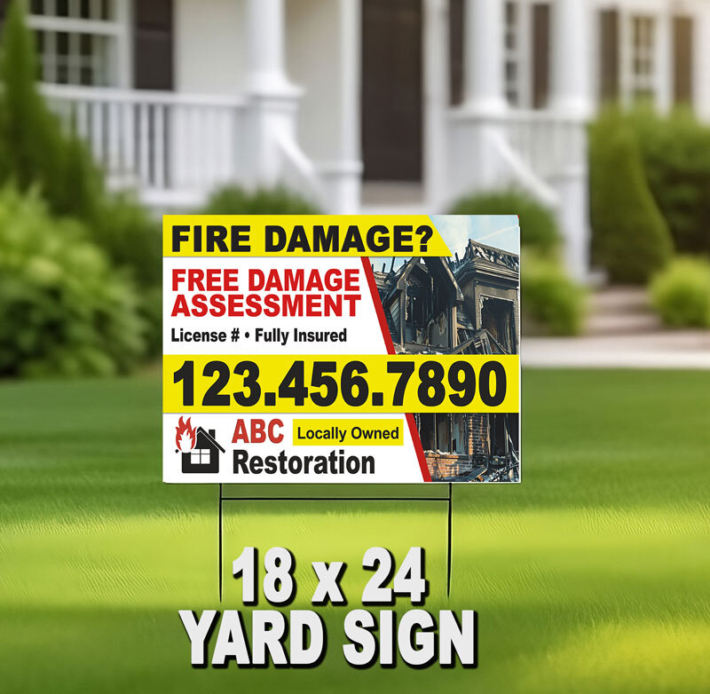 After a disaster, stand out and attract more clients with eye-catching fire damage restoration yard signs. Let your business shine when it matters the most!