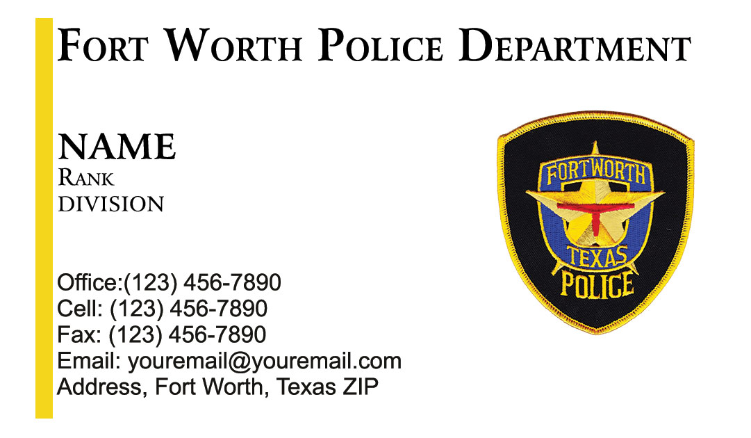 Fort Worth Police Department Business Cards