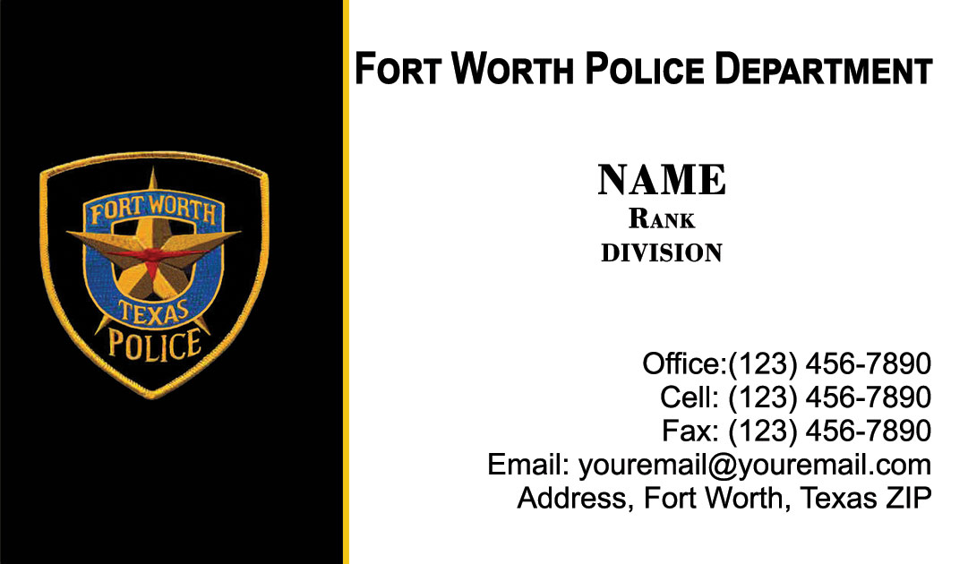 Fort Worth Police Department Business Cards