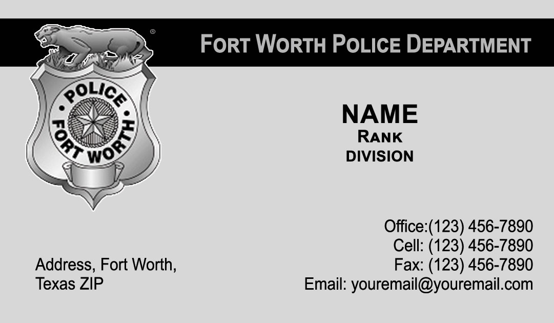 Fort Worth Police Department Business Cards