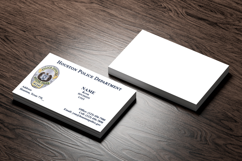 These Houston Police Officer business cards are printed to the highest standard and will not be produced until you have given your final approval of the proof. 