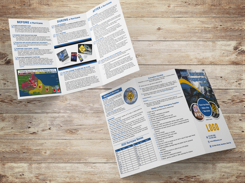 Brochure for businesses with storm preparation.  