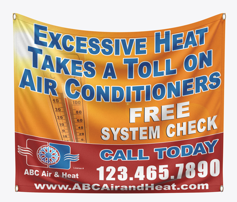 Place this air conditioning banner in communities after an extreme heat wave for maximum effect.