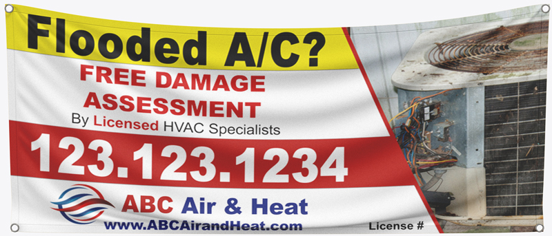 Place this HVAC flooded condenser banner in communities that have experienced extensive flooding.