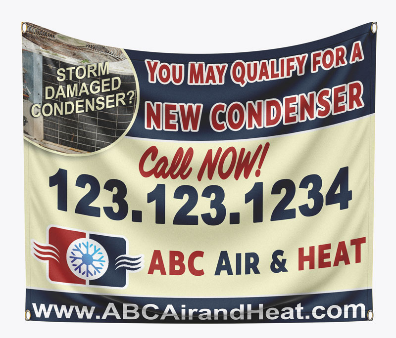 Make a real impact and help those affected by recent storms, place this HVAC banner in communities that have experienced the most storm damage