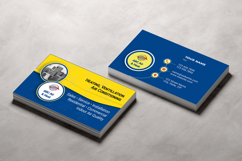 Looking for a captivating business card design that will make your HVAC contracting business stand out? Look no further! We won't charge you any extra fees for making changes.