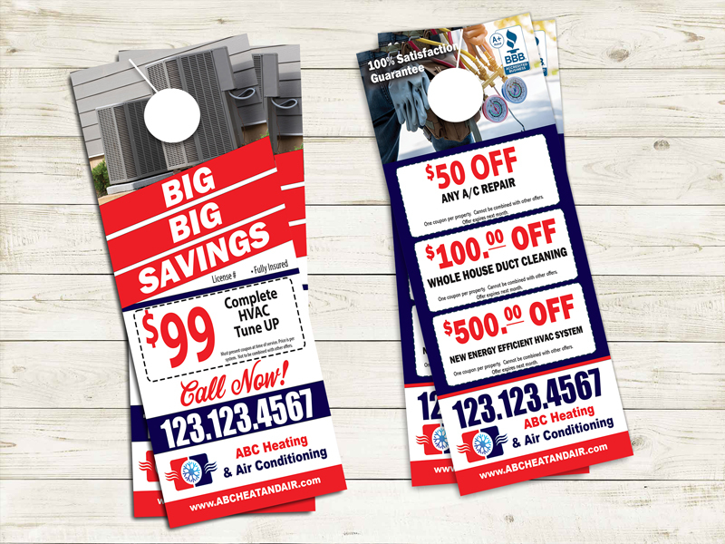Door Hanger for HVAC contractor with specials and coupons