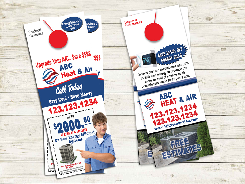 mock up of hvac door hanger.  