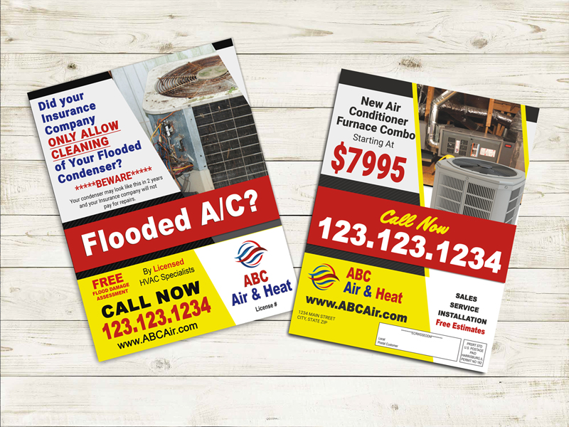 Mail this hvac EDDM postcard to storm damaged areas after a hurricane, flood, etc.