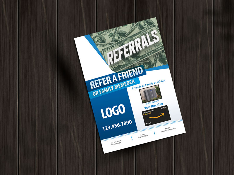 Build your HVAC sales with this cost effective refer a friend flyer.  