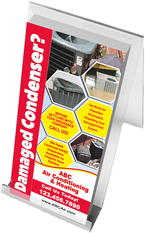 This HVAC rack card is the perfect tool to help youafter a storm. Place it in high visibility areas after a hurricane, tornado or flood, and stand out from the competition