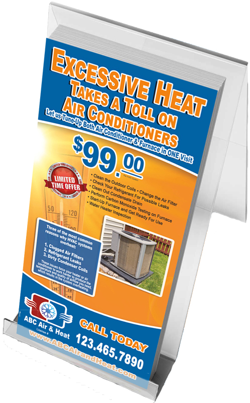 Place this HVAC rack cards in high traffic locations that have experienced excessive heat.