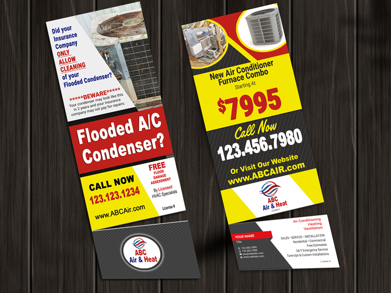 Canvas flood damaged areas with this hvac rack card.  Includes a detachable business card.