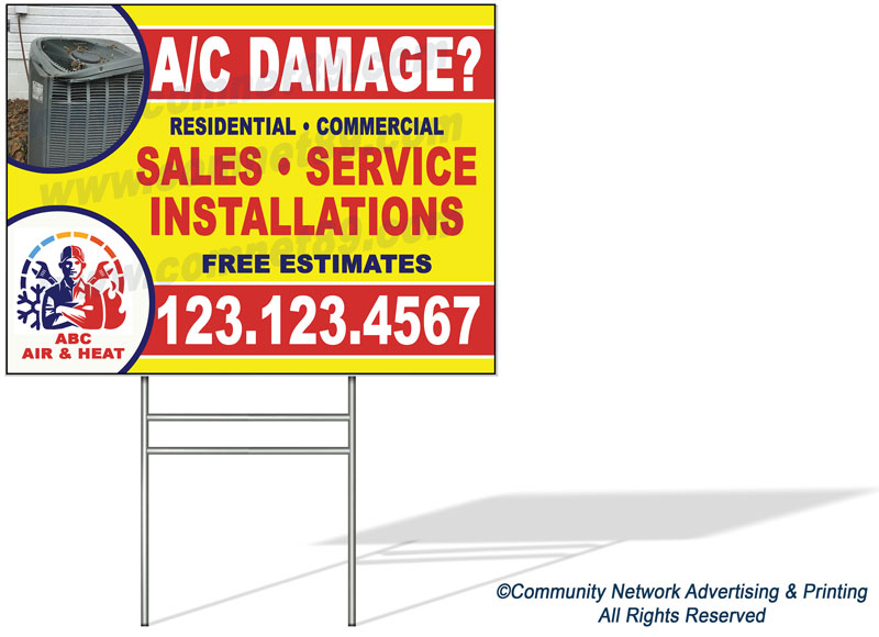 By placing this HVAC Yard Sign in communities that have experienced the most storm damage, you can spread awareness and offer your expertise to those in need