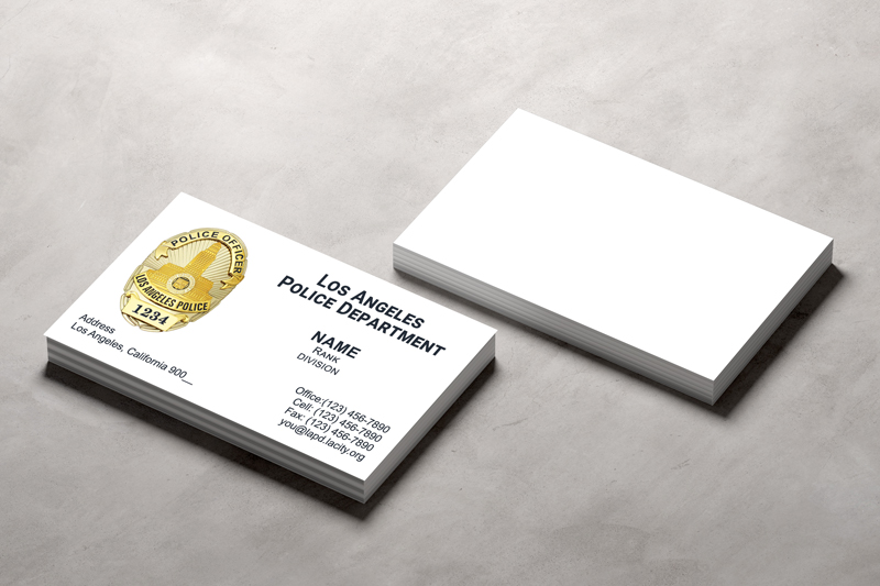 Our LAPD officer business card designs reflect your department values, creating a professional image with attention to detail. Proofs provided in 24-48 hours.  No job printed without your final approval.