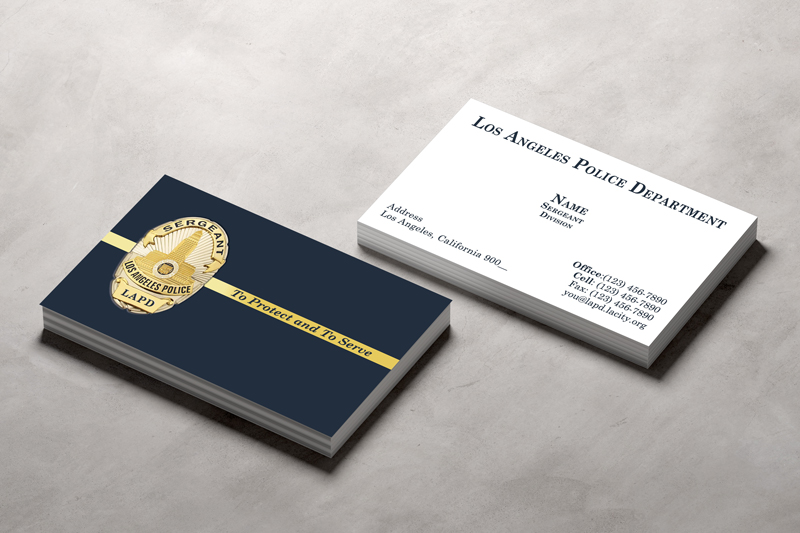 This double sided LAPD sergeant business card include all necessary contact details. We offer fast, efficient service and provide proofs within 24-48 hours. 