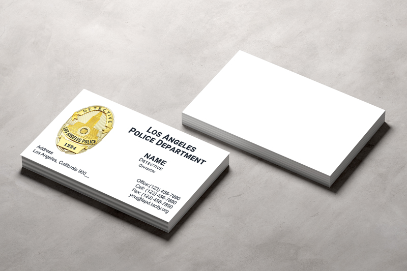 This LAPD detective business card reflects your department values, creating a professional image with attention to detail. Proofs provided in 24-48 hours.  No job printed without your final approval.