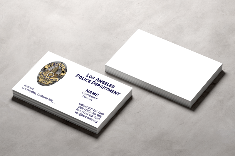 This LAPD lieutenant business card is available in 11 different paper choices. You will have the opportunity to review proofs within 24-48 hours, and no job will be printed without your final approval. 