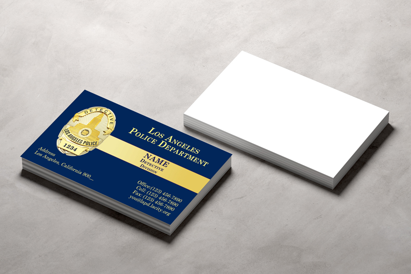 This LAPD detective business card has contact details for phone and email. You'll receive proofs in 24-48 hours and we won't print without your approval.