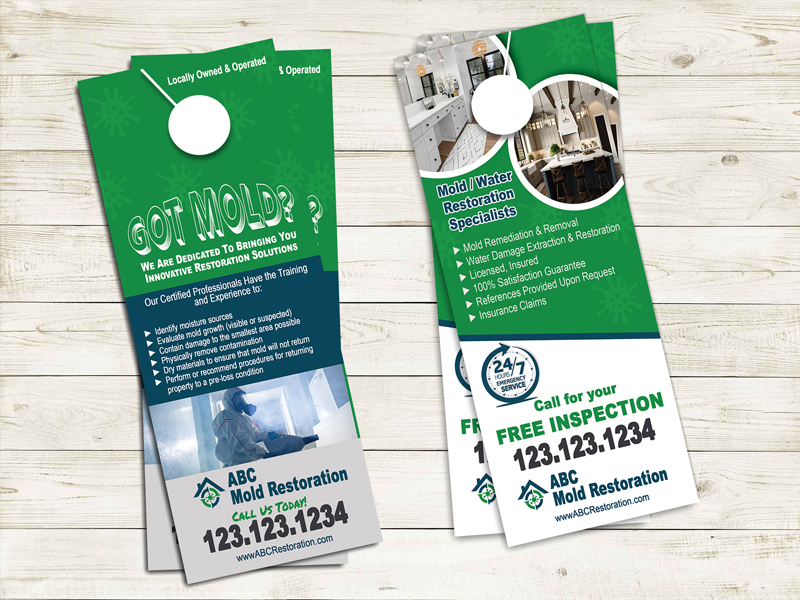 Get high-quality door hangers for mold remediation contractors from Community Network. Stand out in your community and attract more clients with our effective marketing tool.
