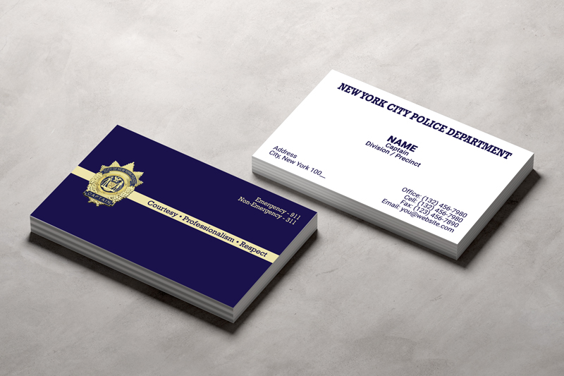 This double sided business card is specifically designed and printed for New York Police (NYPD) Captains. No job printed without your final approval. Fast Turnaround