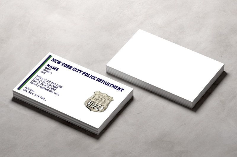 This business card is professionally designed for New York Police Officers. Your badge number printed on gold badge.  No job printed without your final approval.