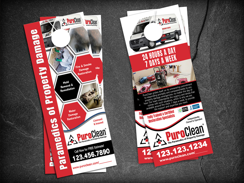 Stand out with professionally designed door hangers for your Puroclean franchise. Get free changes to wording, pics, & more. Enhance your marketing strategy now!