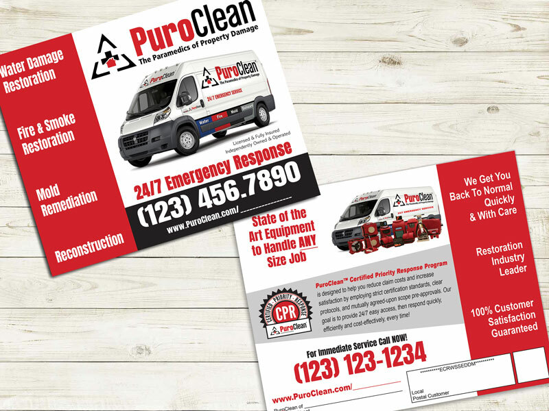 The PuroClean Franchise EDDM® Postcard demonstrates its highest effectiveness when distributed in neighborhoods that have recently experienced storm-related events. 