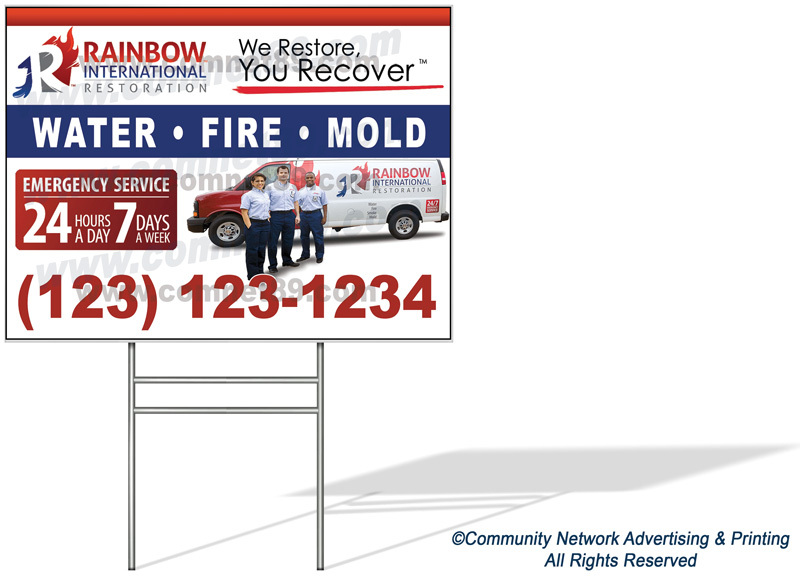 Place this Rainbow Restore yard sign in communities that have experienced storm damage