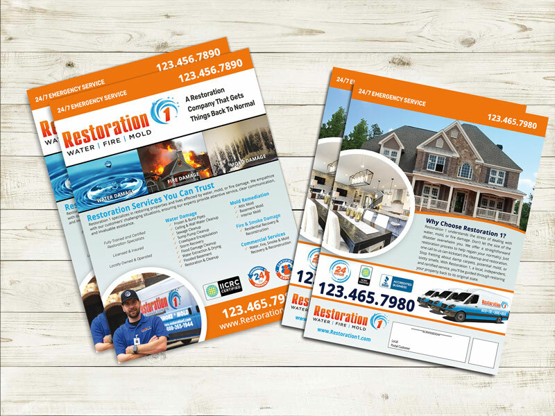 This Restoration 1 Franchise EDDM® Postcard is specifically designed to mail to areas affected by storms. 