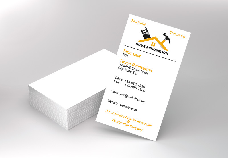 Boost your storm damage construction business visibility with our professionally designed contractor business cards.