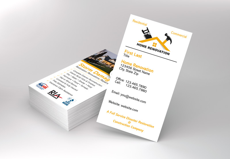 Custom printed with your company name, logo, contact info, and credentials