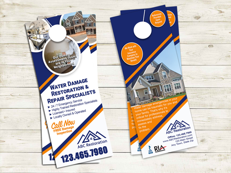 This storm damage door hanger is the perfect tool for restoration contractors looking to connect with potential customers in areas impacted by severe weather.