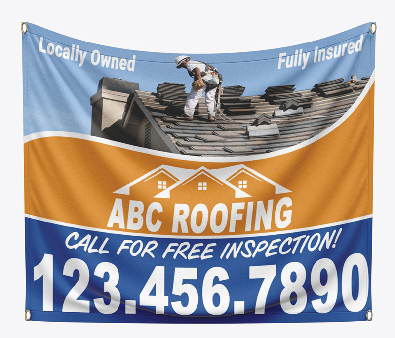 Place this roofing banner in high traffic locations after a storm like a hail or wind storm, tornado, etc.