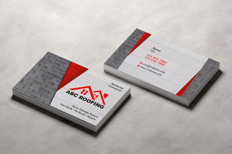 Unique business card design for roofer. Customized to fit your roofing business. Proofs in 24 hours.