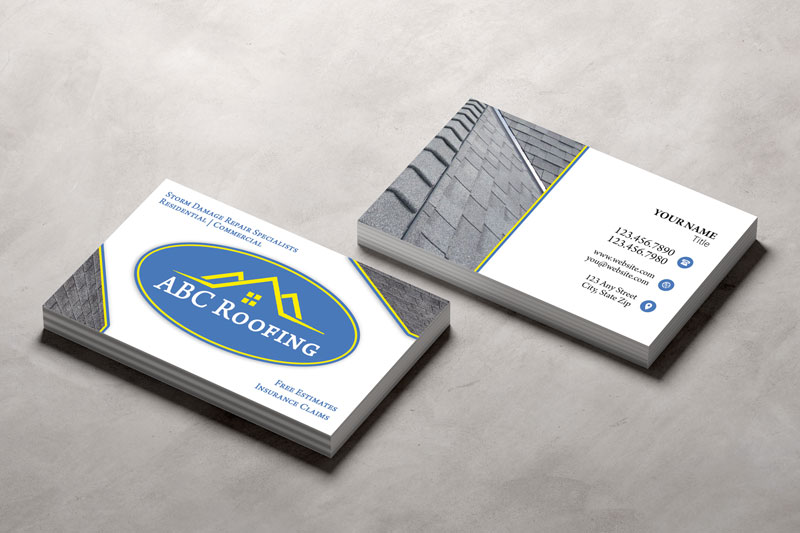 Storm Damage Roofing Business Card. Custom tailored to fit your roofing business.