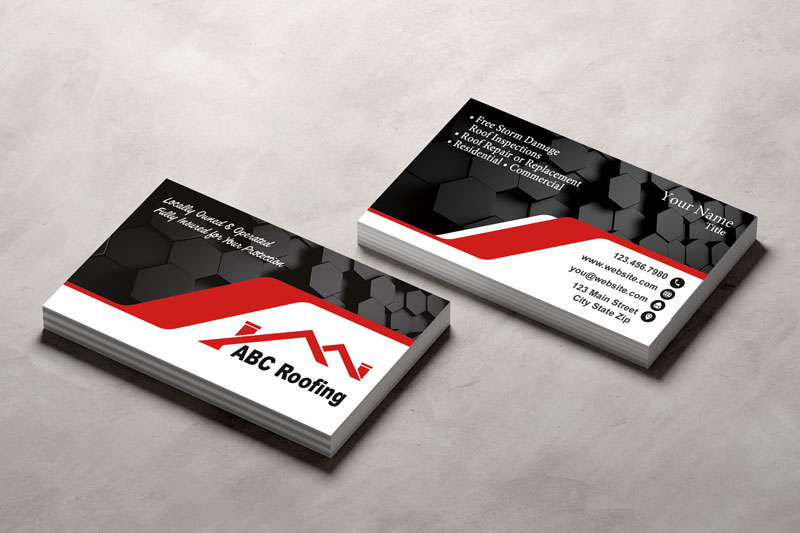 Impress clients with this eye popping roofing business card. 