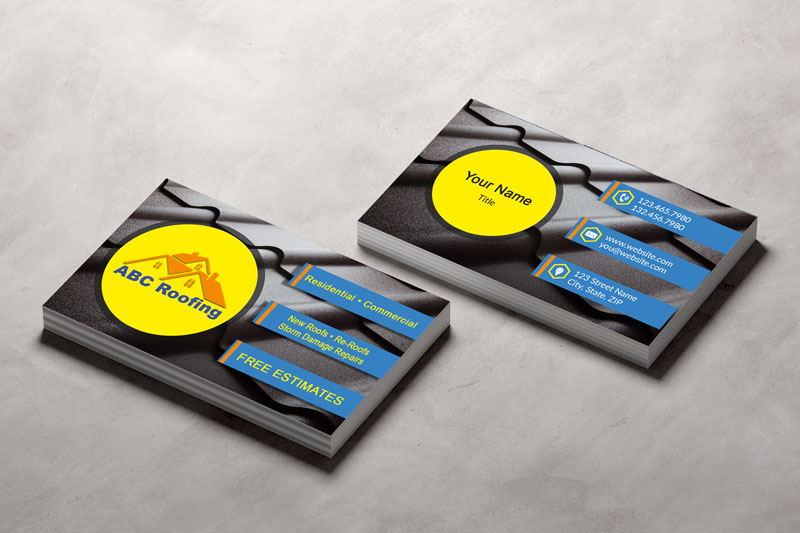 Match this business card for roofers with postcards, flyers, rack cards or door hangers.