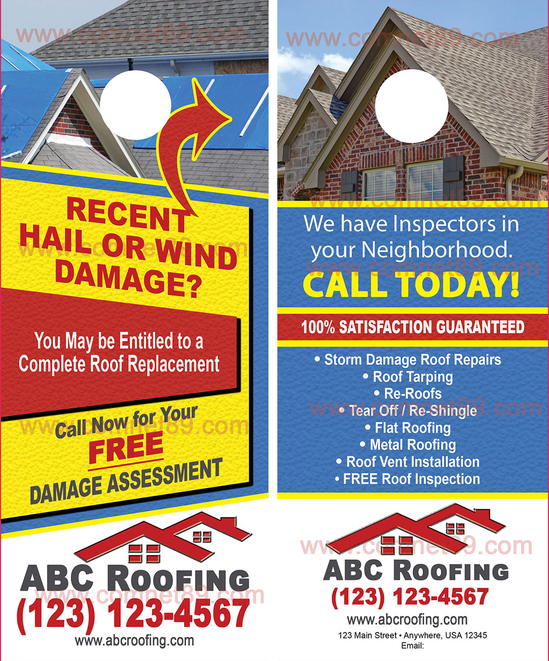 order door hangers on Storm Damage Door Hangers For Roofing Contractors
