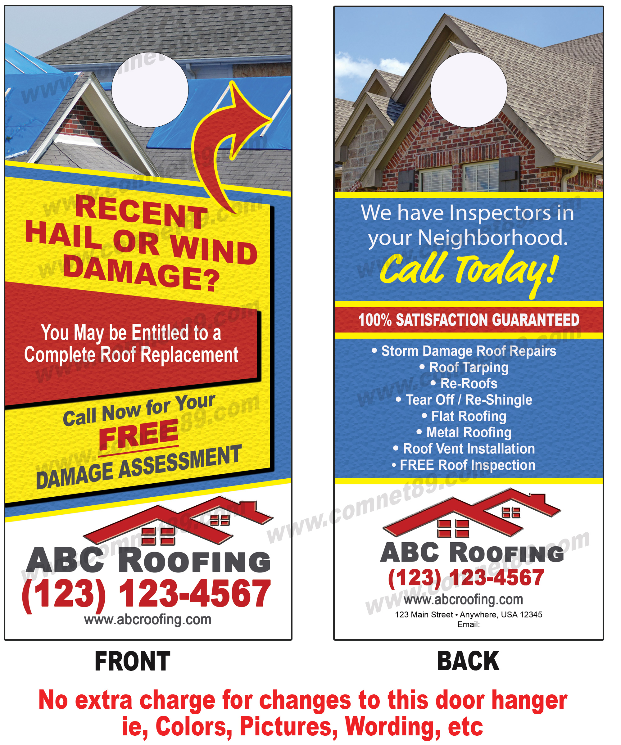 Roofing door hangers are essential when canvasing storm damaged neighborhoods.  