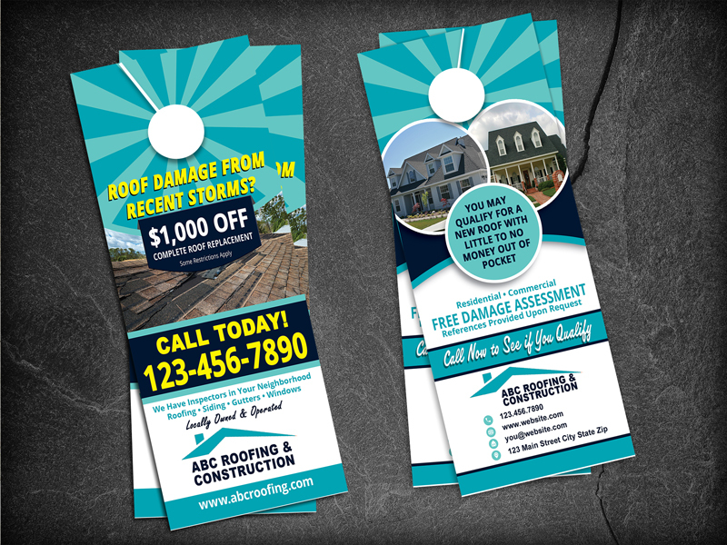 Make a lasting impression on homeowners with our custom storm damage door hangers tailored for roofing contractors. Stand out in the community and attract more leads!