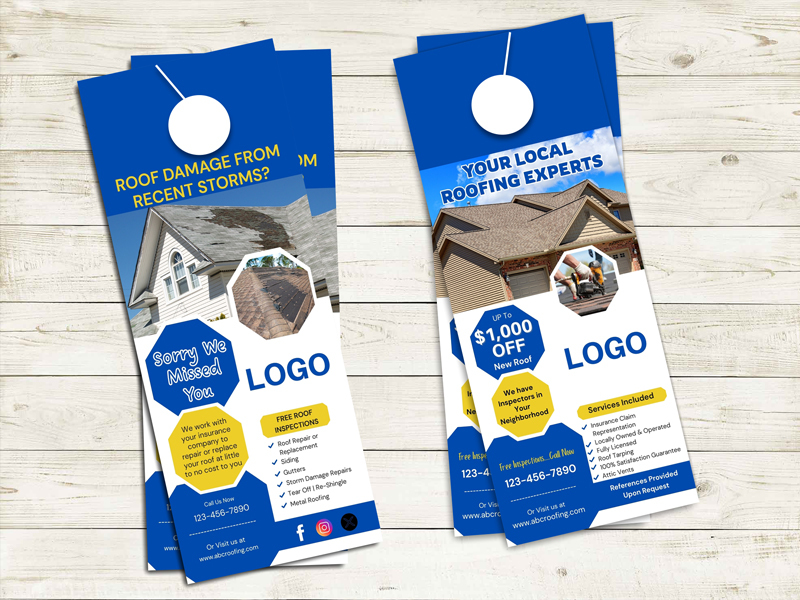 Door Hanger design for roofing contractor